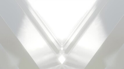 Wall Mural - 3d rendering of abstract white futuristic triangle tunnel architecture, loop animation.