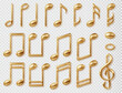 © Ann_Sereda - Gold music notes 3d symbols set. Vector realistic icon collection of classic music symbol isolated on transparent background.