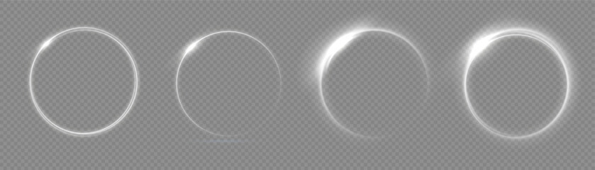 Wall Mural - light circle white swirl. curved white line light effect. darkening of the moon. flash vector semici