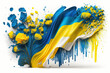 Yellow and blue flag of Ukraine with flowers on white background, patriotic, ukrainian flag, independence day, ai generative.