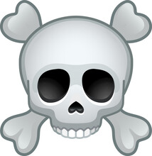 Top Quality Emoticon. Skull With Crossed Bones Vector Emoji Face Emoji. Popular Element. Detailed Emoji Icon From The Telegram App.
