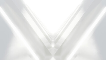 Fototapete - 3d rendering of abstract white futuristic triangle tunnel architecture, loop animation.