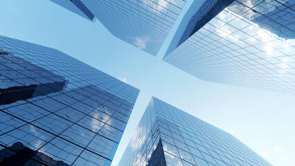 Wall Mural - 3d rendering of modern office glass building in the city.