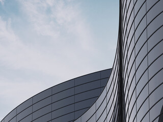 Poster - 3D render of futuristic architecture, Skyscraper building with curve glass window.
