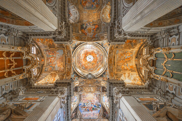 Wall Mural - GENOA, ITALY, APRIL 28. 2023 - The inner of the baroque Basilica of San Siro in the center city of Genoa, Italy