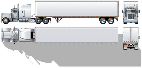 Wall Mural - Cargo semi truck isolated on white. PNG format with transparency
