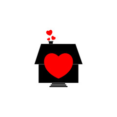 Sticker - Heart and house symbol icon isolated on transparent background