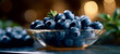 Blueberries served in a luxurious restaurant. Generative AI.