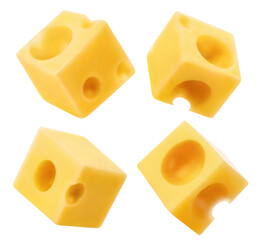 Canvas Print - Collection of delicious cheese cubes, cut out