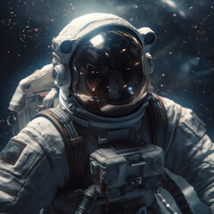 Wall Mural - Astronaut in a spacesuit on the background of space. AI generative.