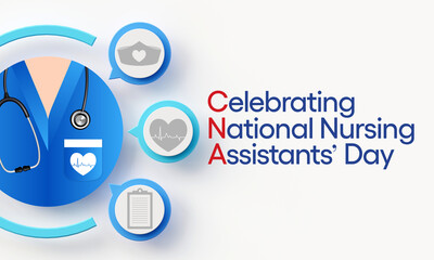 Nursing assistants day is observed every year in June, The main role of a CNA is to provide basic care to patients and help them with daily activities. 3D Rendering