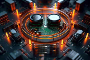 Leinwandbilder -  database server as a central hub, connecting various devices and applications, symbolizing the backbone of digital infrastructure.  Generative AI technology.