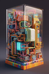 Leinwandbilder - epresenting a stylized version of a database server, exploring the intersection of technology and art.  Generative AI technology.