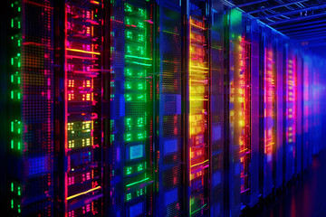 Leinwandbilder - A digital visualization of a database server cluster, demonstrating the distributed nature of data processing and the seamless failover Generative AI technology.