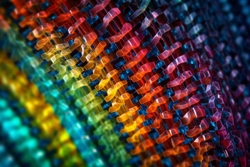 Aufkleber -  A macro photograph of a DNA microarray, revealing the patterns of gene expression and highlighting  Generative AI technology.