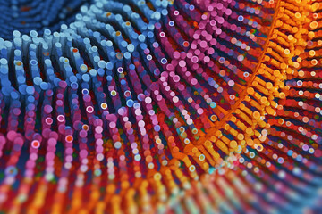 Poster -  A macro photograph of a DNA microarray, revealing the patterns of gene expression and highlighting  Generative AI technology.