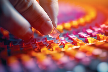 Aufkleber -  A close-up photograph of a scientist's hand manipulating DNA fragments using micropipettes,  Generative AI technology.
