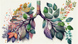 A generative ai illustration depicting human lungs crafted from plants and flowers, symbolizing the interconnectedness of nature and the respiratory system