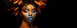 © piai - Beauty portrait of a black woman with creative colorful makeup. Generative AI