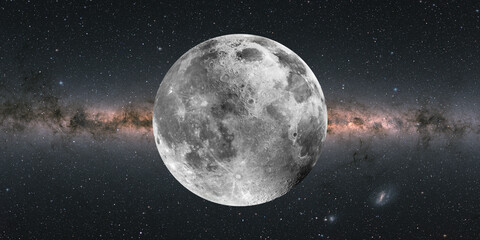 Wall Mural - panoramic view universe space of milky way galaxy with stars on a night sky background and super ful