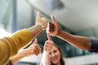 © Diane M/peopleimages.com - Team, hands and thumbs up by business people in office with yes, sign and winning gesture. Like, emoji and person group with success, agreement and thank you icon while celebrating solidarity