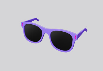 Poster - 3D illustration purple fashion sunglasses and black lens optic isolated  on transparent background