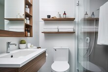 Compact Bathroom With Smart Storage Solutions - AI Generated