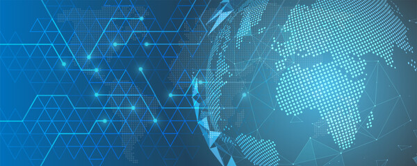 Wall Mural - abstract geometric triangle pattern global technology network communication background image