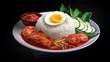 Generative AI hyperrealistic portrait nasi lemak malay food Photography