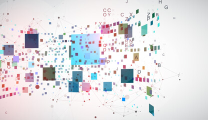 Template for science and technology presentation. Plexus style background.