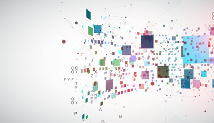 Template for science and technology presentation. Plexus style background.