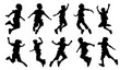 © ITrWorks - set of silhouettes of boys jumping high happily