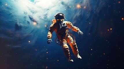 Wall Mural - An astronaut during a spaceflight in outer space. Generative AI