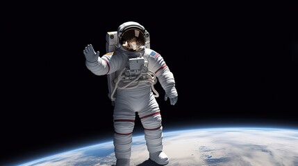 Wall Mural - An astronaut during a spaceflight in outer space. Generative AI