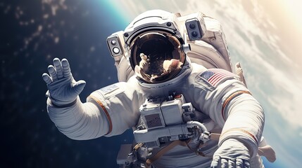 Wall Mural - An astronaut during a spaceflight in outer space. Generative AI