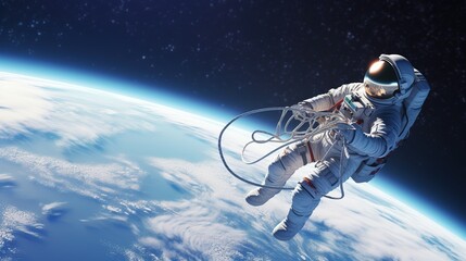Wall Mural - An astronaut during a spaceflight in outer space. Generative AI