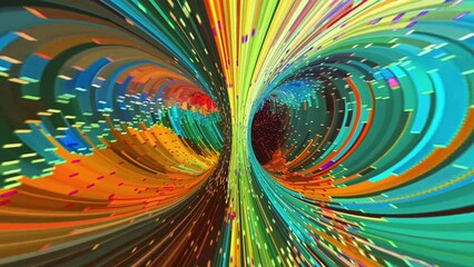 Canvas Print - Abstract particle colorful torrus wave flow down. Big data, science, futuristic background