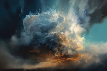Wall Mural - Explosion of fire with big smoke. Generative AI.