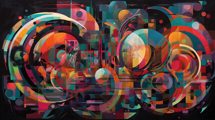 Wall Mural - Kaleidoscopic Abstractions: A Captivating Collection of Colorful, Monochromatic, and Completely Abstract Images, Showcasing City Skylines, Enigmatic Faces, and Striking Backgrounds, , Generative AI