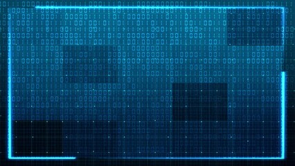Digital Abstract Technology Square and Abstract blue binary code background. Futuristic cyberspace. connections and global network concept,4k seamless loop.