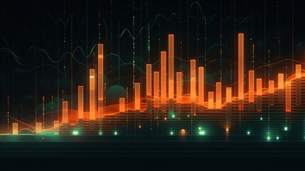 Generative AI, stock market chart lines, financial graph on technology abstract background represent financial crisis, financial meltdown. Technology concept, trading market concept.