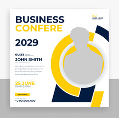 Wall Mural - Creative business conference social media post banner template