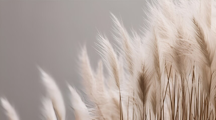  Pampas grass minimalist banner with copy space. AI generative