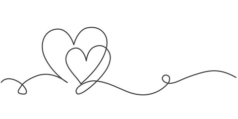 Wall Mural - Two heart line art style vector illustration
