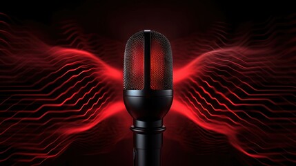 Canvas Print - a microphone with a red light coming out of it