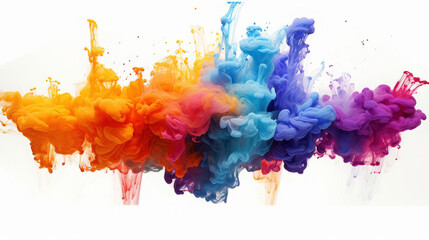 Wall Mural - Color ink water rainbow background blend abstract cloud paint swirl burst. Colorful ink abstract: rainbow swirls in a burst of artistic energy. Pigment liquid chemical science. Generative AI