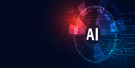 Wall Mural - concept ai such as physical intelligence on the circle iot technology internet of things on a blue b