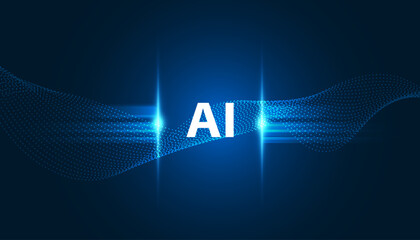 Wall Mural - abstract artificial intelligence on atomic and technology background with computer wave systems dot 