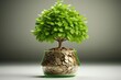 A tree growing from piggy bank. financial growing