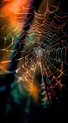 Wall Mural - abstract illustration of a shiny spider web on a colored background, creating a blurry pattern of li